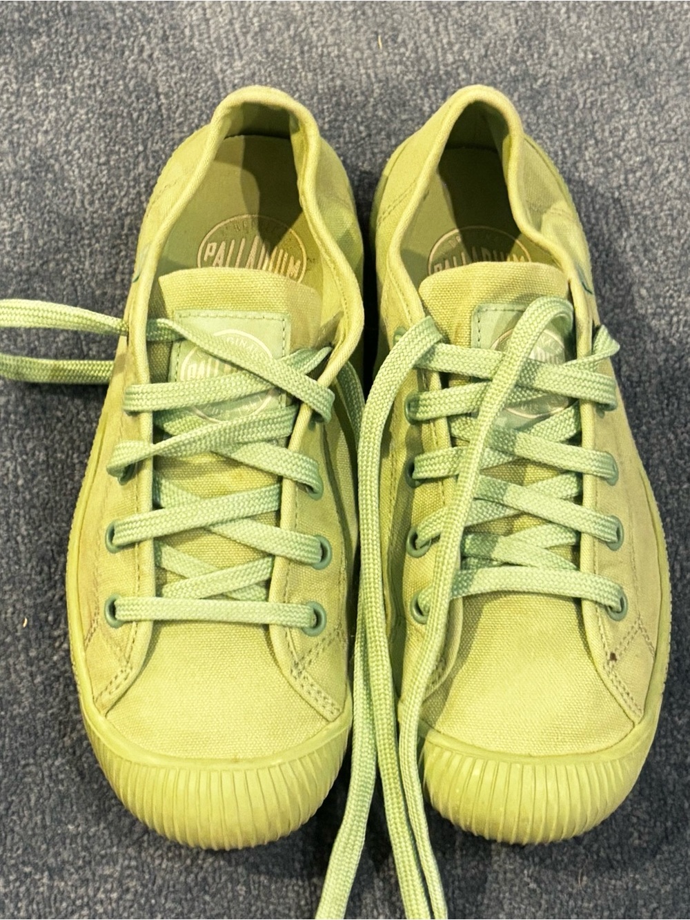 Palladium Lime Green Canvas Low-Top Sneakers